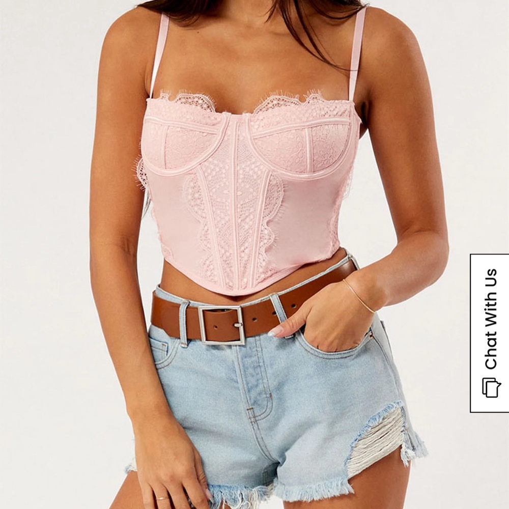 Pacsun LA Hearts Lace Trim Mesh Corset Top